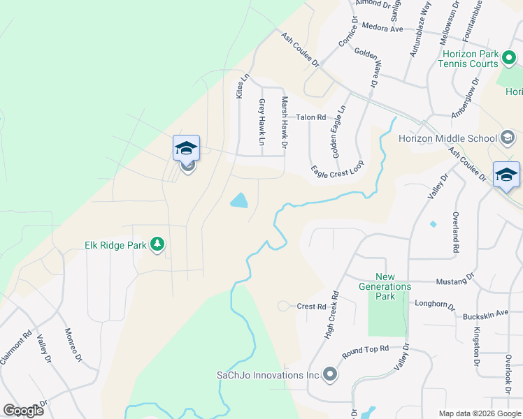 map of restaurants, bars, coffee shops, grocery stores, and more near 1412 Eagles View Lane in Bismarck