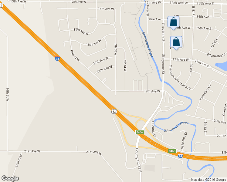 map of restaurants, bars, coffee shops, grocery stores, and more near 2410 10th Street West in West Fargo