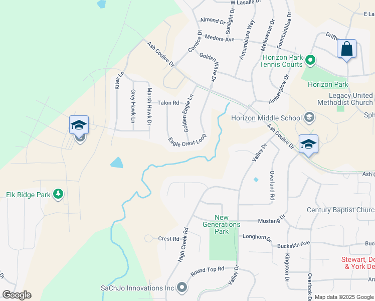 map of restaurants, bars, coffee shops, grocery stores, and more near 1301 Eagle Crest Loop in Bismarck
