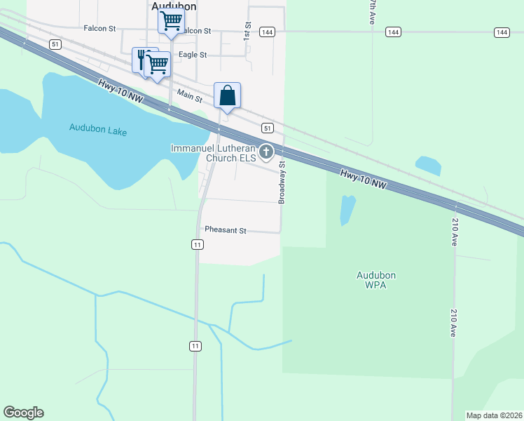 map of restaurants, bars, coffee shops, grocery stores, and more near 221 Swann Street in Audubon