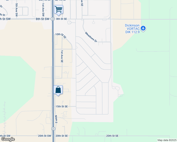 map of restaurants, bars, coffee shops, grocery stores, and more near 868 Cal Drive in Dickinson