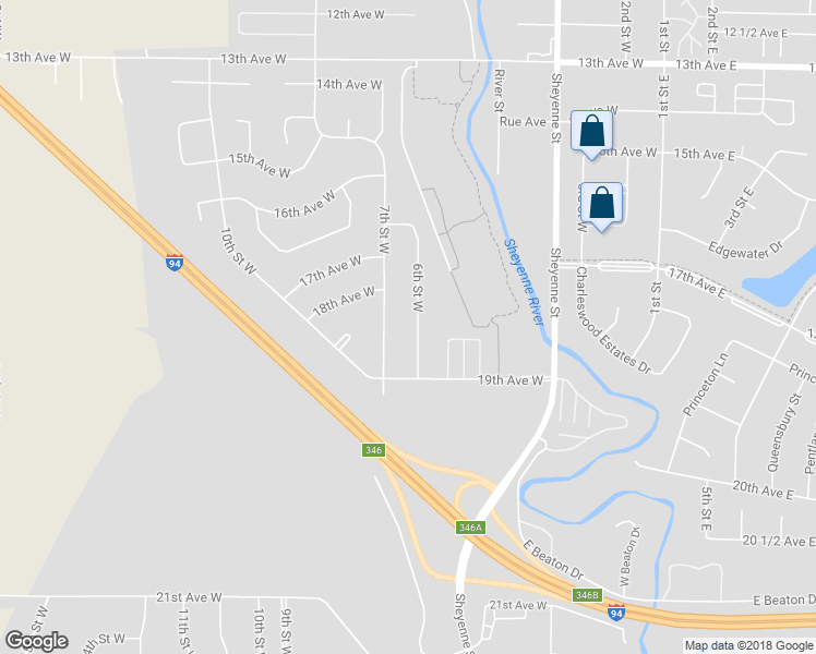 map of restaurants, bars, coffee shops, grocery stores, and more near 1840 6th Street West in West Fargo