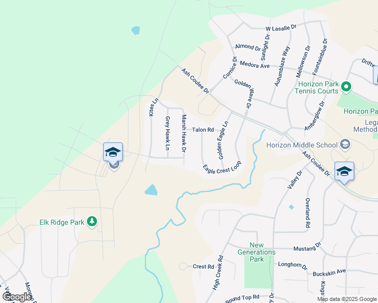 map of restaurants, bars, coffee shops, grocery stores, and more near 1438 Eagle Crest Loop in Bismarck