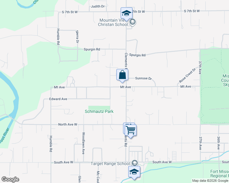 map of restaurants, bars, coffee shops, grocery stores, and more near 1610 42nd Avenue in Missoula