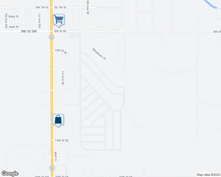map of restaurants, bars, coffee shops, grocery stores, and more near 261 B Street in Dickinson