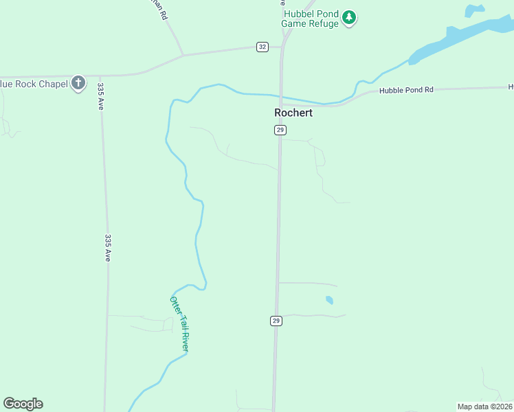 map of restaurants, bars, coffee shops, grocery stores, and more near 19684 County Highway 29 in Rochert