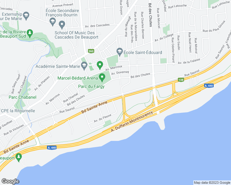 map of restaurants, bars, coffee shops, grocery stores, and more near 131 Rue Sauriol in Québec