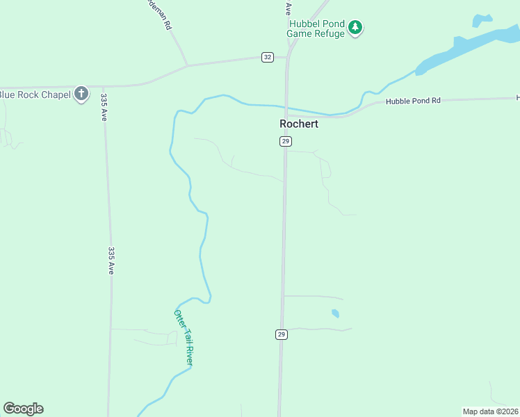 map of restaurants, bars, coffee shops, grocery stores, and more near 19684 County Highway 29 in Rochert
