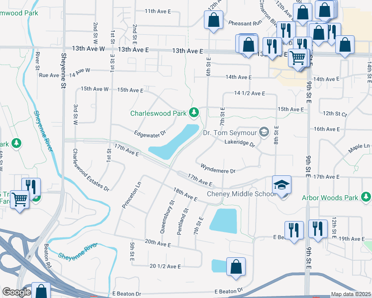map of restaurants, bars, coffee shops, grocery stores, and more near 1564-1698 6th Street East in West Fargo