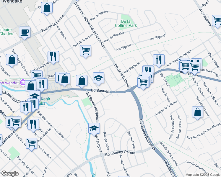 map of restaurants, bars, coffee shops, grocery stores, and more near 4 Rue Notre Dame de Fatima in Quebec