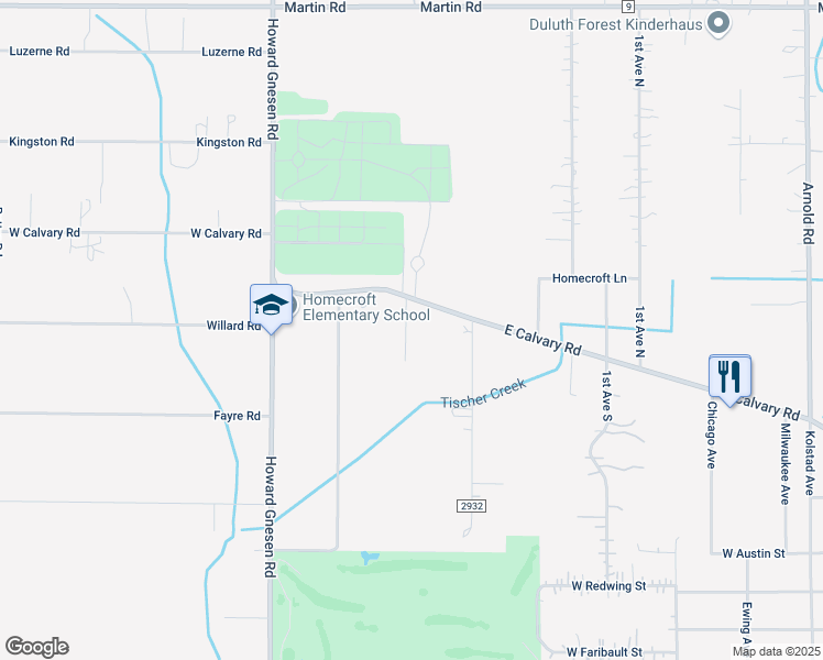 map of restaurants, bars, coffee shops, grocery stores, and more near 4046 East Calvary Road in Duluth