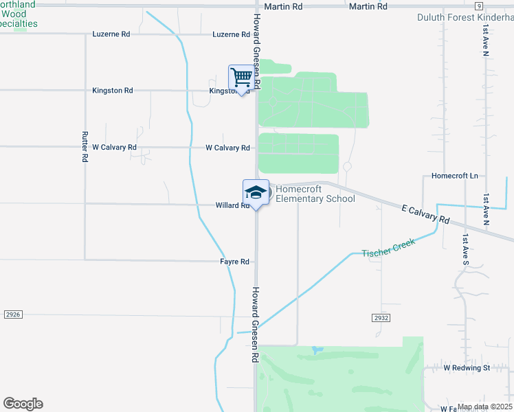 map of restaurants, bars, coffee shops, grocery stores, and more near 4790 Howard Gnesen Road in Duluth