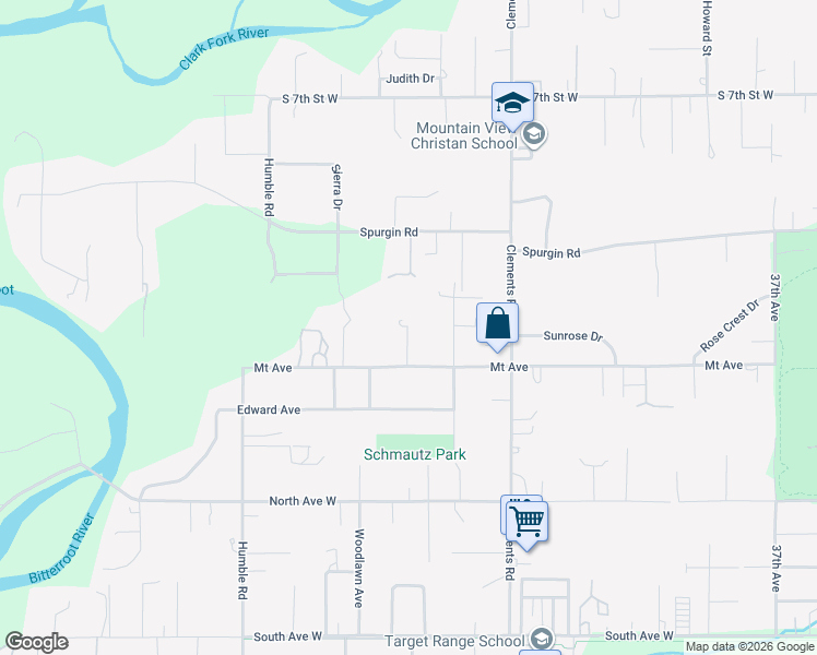 map of restaurants, bars, coffee shops, grocery stores, and more near 1529 Winchester Court in Missoula