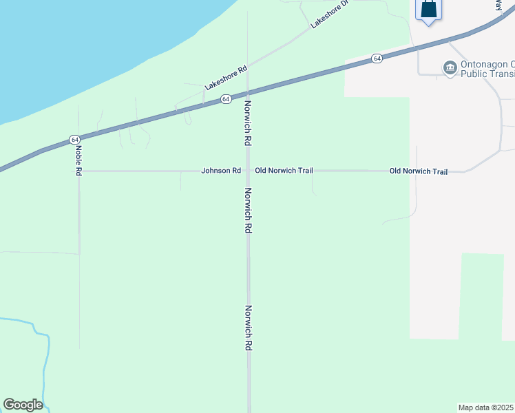 map of restaurants, bars, coffee shops, grocery stores, and more near 155-207 Norwich Road in Ontonagon