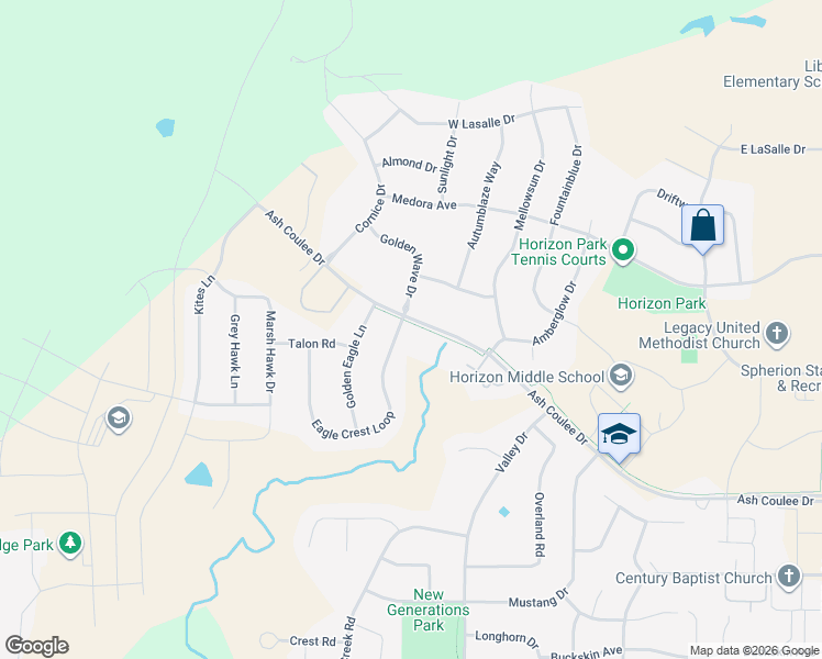 map of restaurants, bars, coffee shops, grocery stores, and more near 1208 Eagle Crest Loop in Bismarck