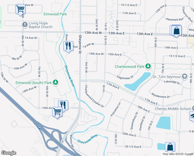 map of restaurants, bars, coffee shops, grocery stores, and more near 136 17th Avenue West in West Fargo
