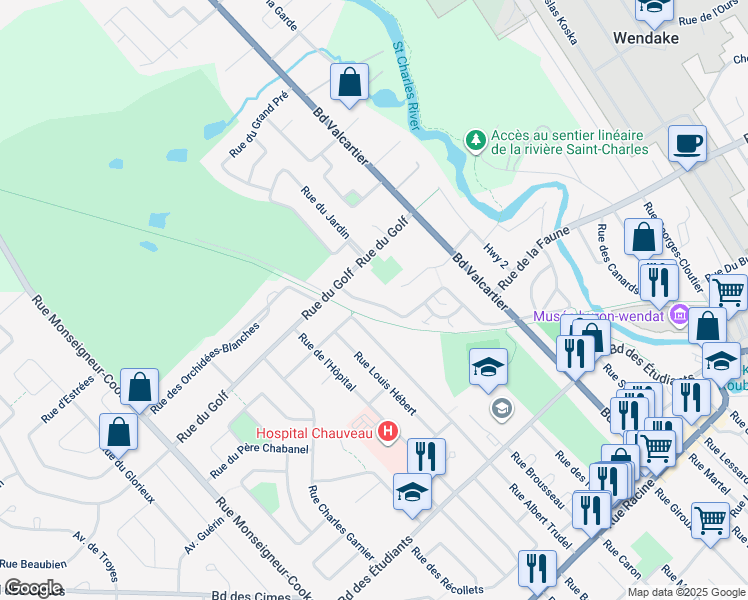 map of restaurants, bars, coffee shops, grocery stores, and more near 3194 Rue Frédéric-Légaré in Québec