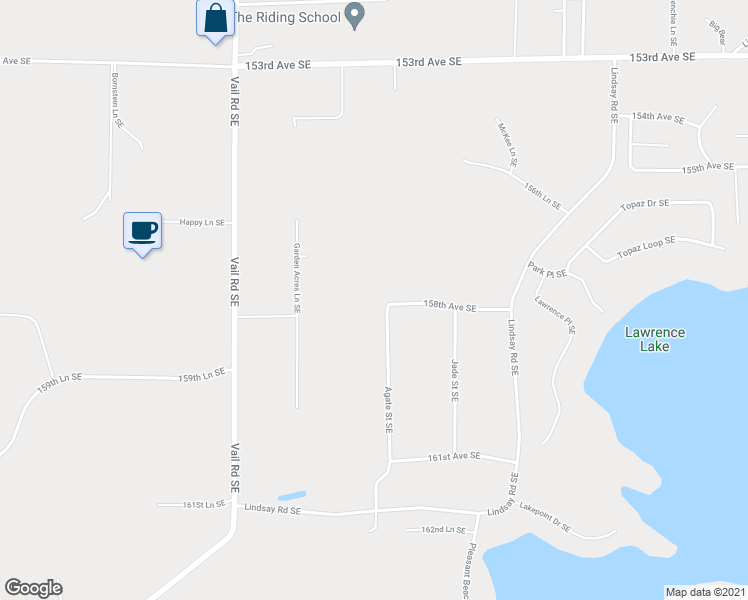 map of restaurants, bars, coffee shops, grocery stores, and more near 15807 Agate Street Southeast in Yelm