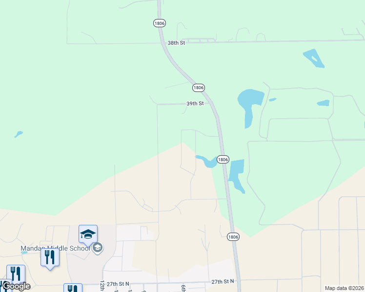 map of restaurants, bars, coffee shops, grocery stores, and more near 3703 Luger Avenue Northwest in Mandan