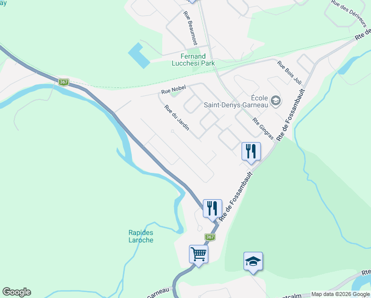 map of restaurants, bars, coffee shops, grocery stores, and more near 741 Rue des Sables in Sainte-Catherine-de-la-Jacques-Cartier
