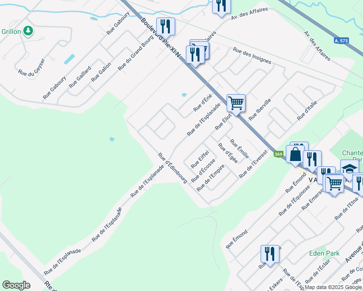 map of restaurants, bars, coffee shops, grocery stores, and more near 1415 Rue de l'Esplanade in Ville de Québec