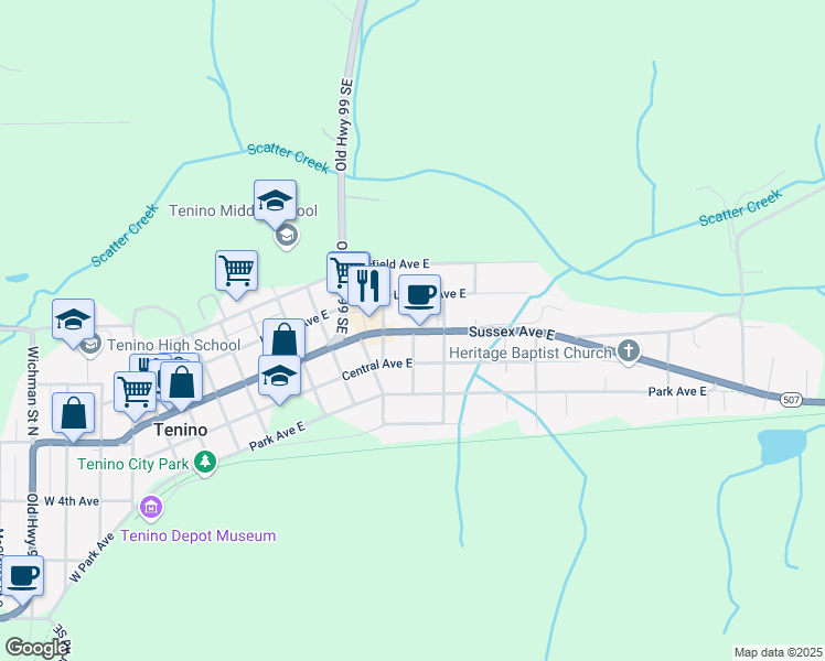 map of restaurants, bars, coffee shops, grocery stores, and more near 773 Lincoln Avenue East in Tenino