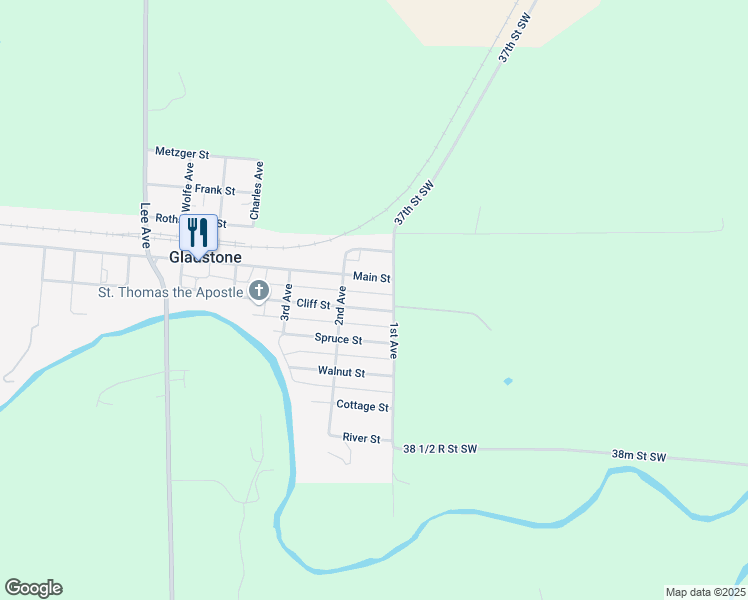 map of restaurants, bars, coffee shops, grocery stores, and more near 141 Main Street in Gladstone