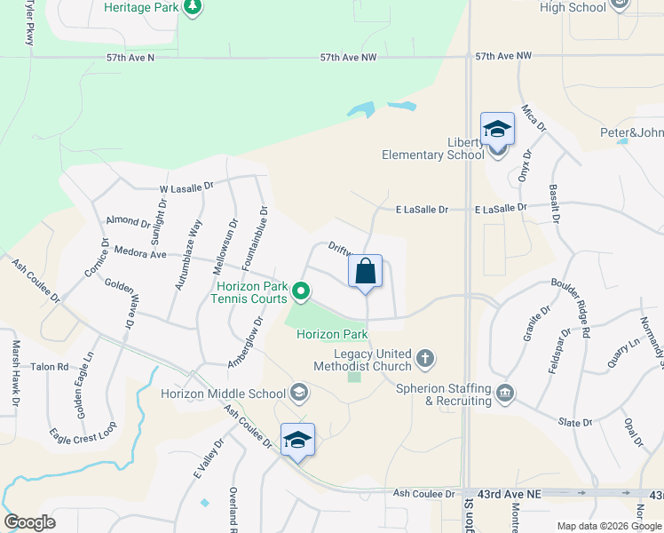 map of restaurants, bars, coffee shops, grocery stores, and more near 506 Cherrybrook Drive in Bismarck