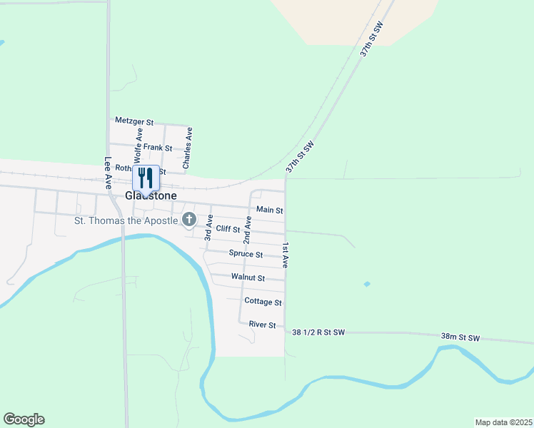 map of restaurants, bars, coffee shops, grocery stores, and more near 141 Main Street in Gladstone