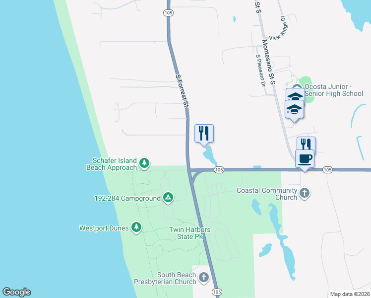 map of restaurants, bars, coffee shops, grocery stores, and more near 2855 South Forrest Street in Westport