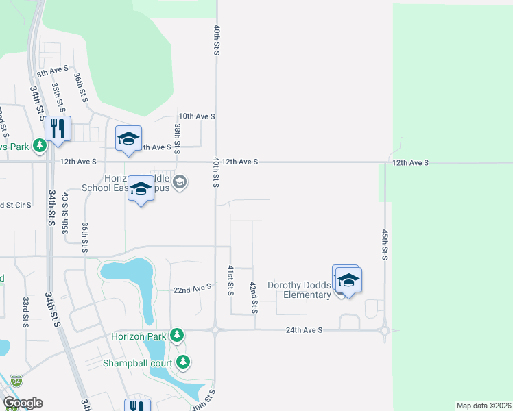 map of restaurants, bars, coffee shops, grocery stores, and more near 4202 16th Avenue South in Moorhead