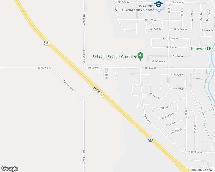 map of restaurants, bars, coffee shops, grocery stores, and more near 1402 13th Avenue Southwest in Fargo