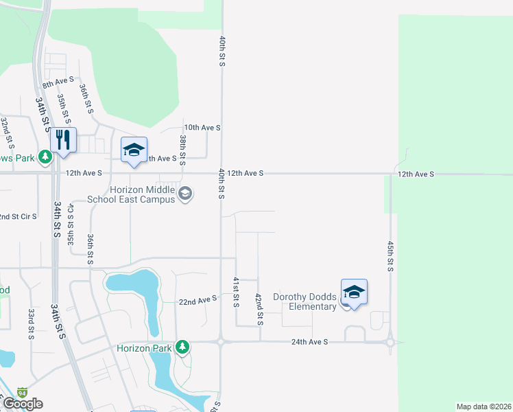 map of restaurants, bars, coffee shops, grocery stores, and more near 4204 14th Avenue South in Moorhead
