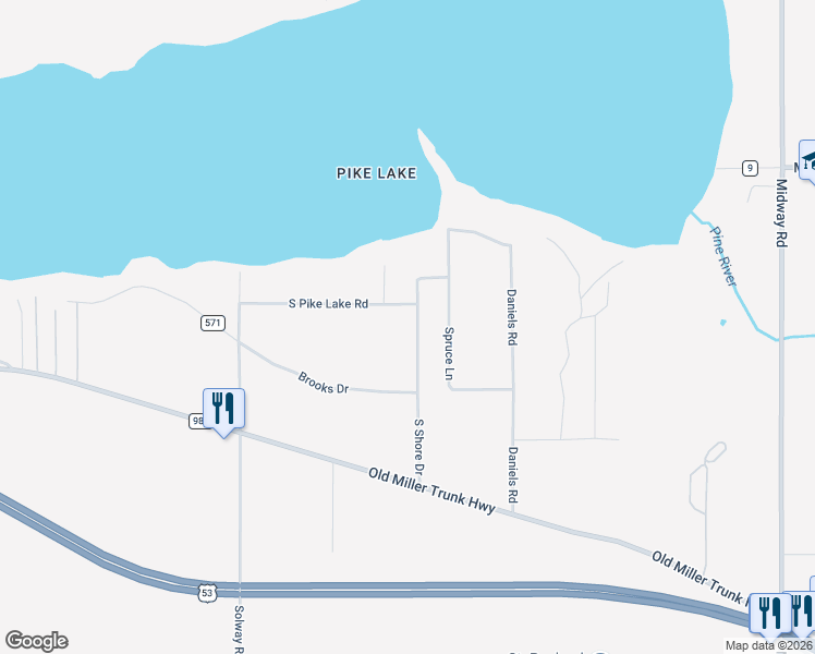 map of restaurants, bars, coffee shops, grocery stores, and more near 4827 South Shore Drive in Duluth