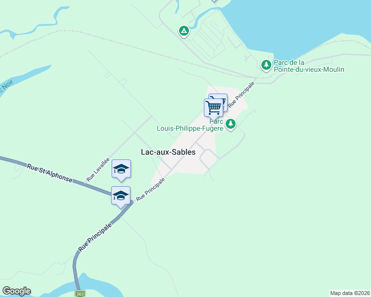 map of restaurants, bars, coffee shops, grocery stores, and more near 585 Rue Principale in Lac-aux-Sables