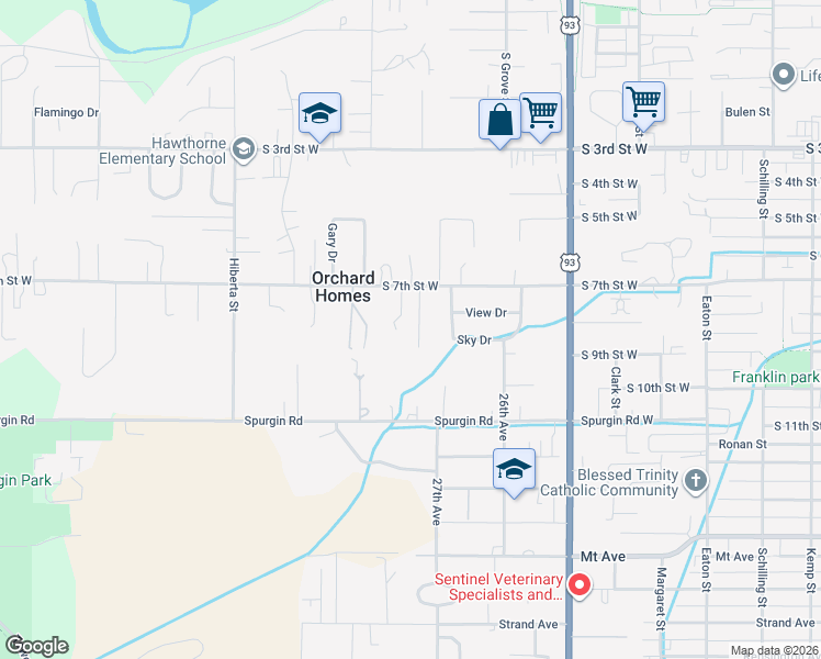 map of restaurants, bars, coffee shops, grocery stores, and more near 1013 Patty Ann Dr in Missoula