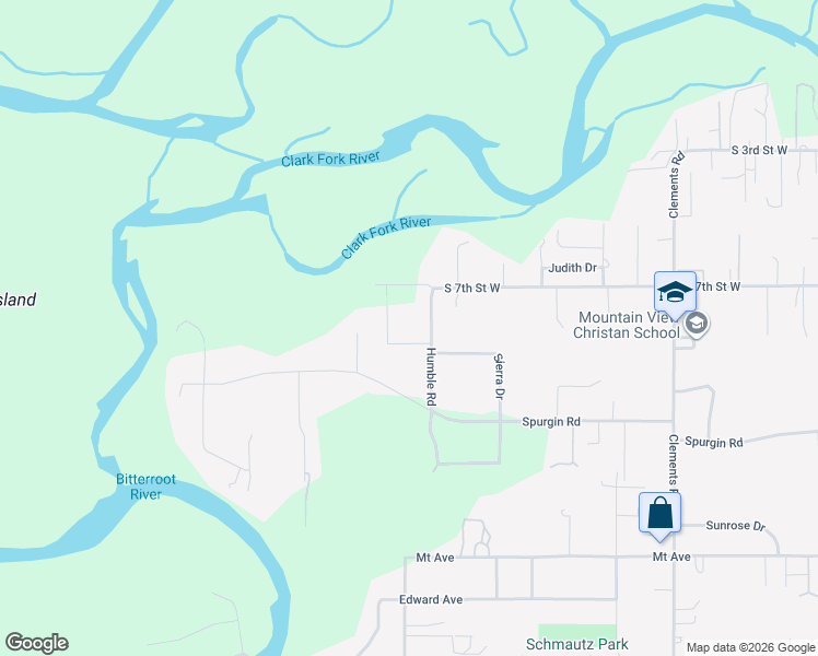 map of restaurants, bars, coffee shops, grocery stores, and more near 909 Humble Road in Missoula