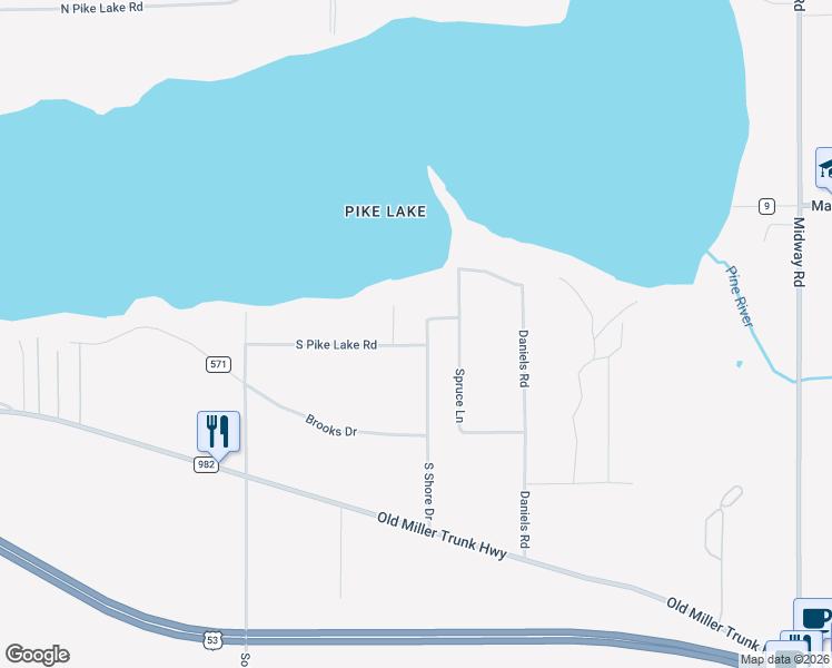 map of restaurants, bars, coffee shops, grocery stores, and more near 4827 South Shore Drive in Duluth