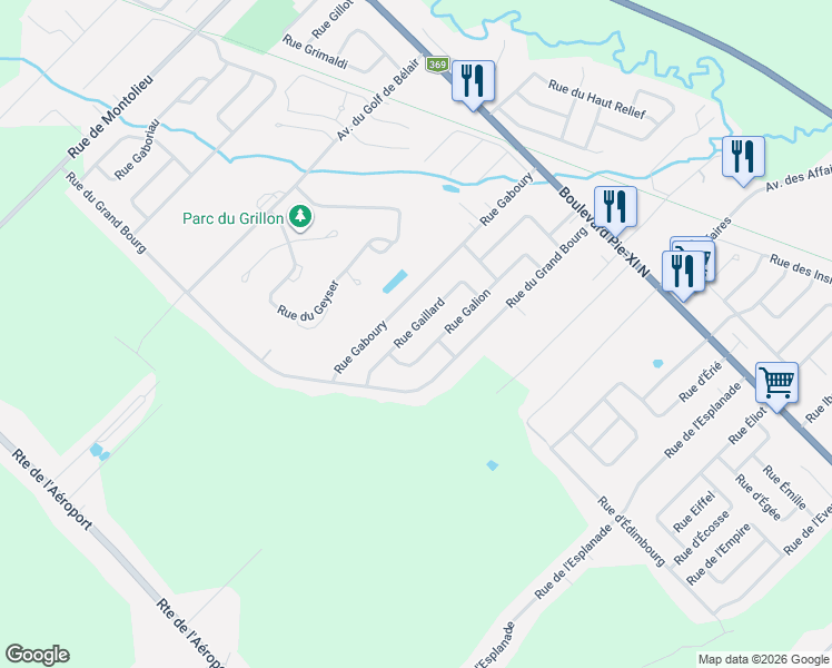 map of restaurants, bars, coffee shops, grocery stores, and more near 1279 Rue Gaillard in Québec