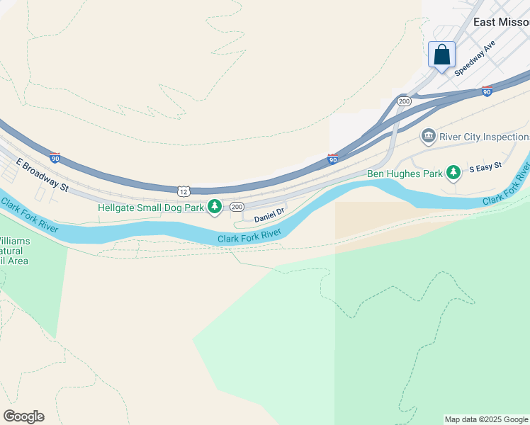 map of restaurants, bars, coffee shops, grocery stores, and more near 1863 East Broadway Street in Missoula