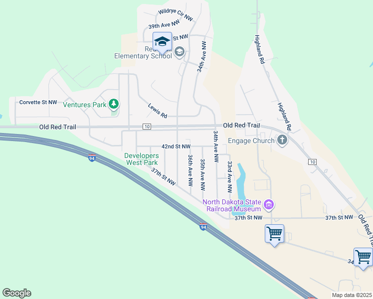 map of restaurants, bars, coffee shops, grocery stores, and more near 3701 42nd Street Northwest in Mandan