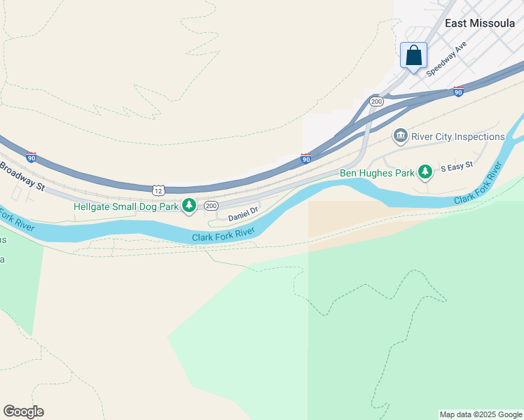map of restaurants, bars, coffee shops, grocery stores, and more near 1927 Daniel Drive in Missoula