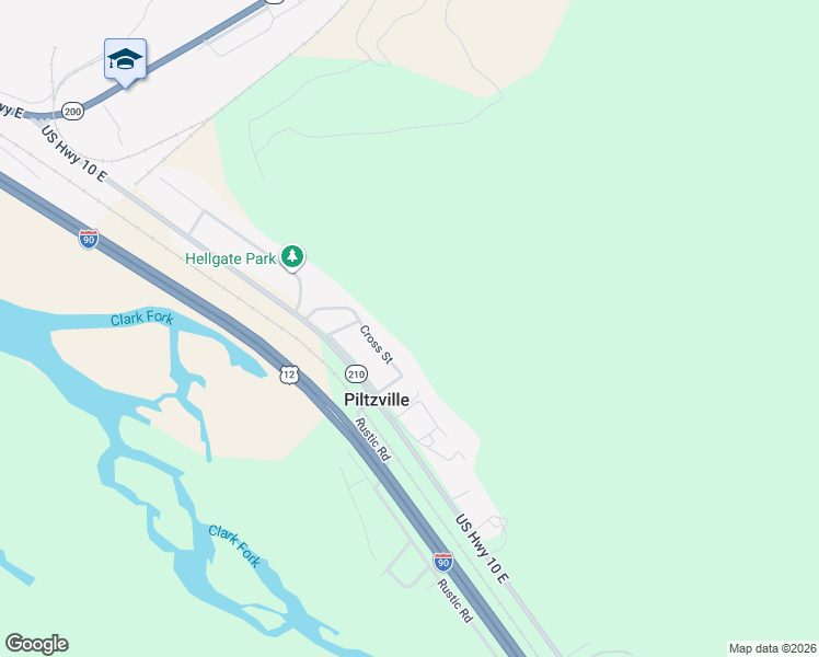 map of restaurants, bars, coffee shops, grocery stores, and more near 9530 Cross St in Missoula