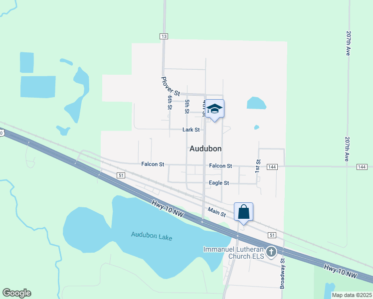map of restaurants, bars, coffee shops, grocery stores, and more near 588 5th Street in Audubon