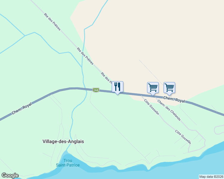 map of restaurants, bars, coffee shops, grocery stores, and more near 7318 Chemin Royal in Saint-Laurent-de-l'Île-d'Orléans