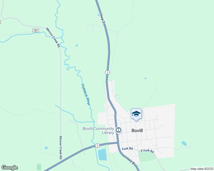 map of restaurants, bars, coffee shops, grocery stores, and more near 602 Park Avenue in Bovill