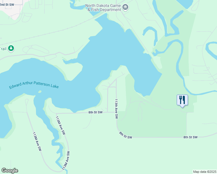 map of restaurants, bars, coffee shops, grocery stores, and more near 544 Patterson Lake Drive in Dickinson