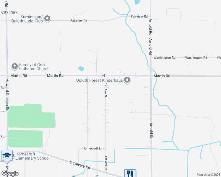 map of restaurants, bars, coffee shops, grocery stores, and more near 3942 Martin Road in Duluth