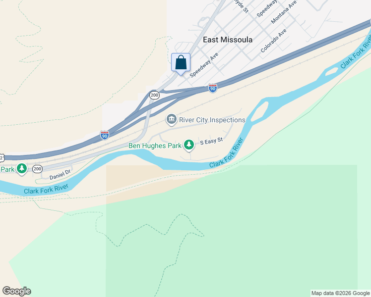 map of restaurants, bars, coffee shops, grocery stores, and more near 197 South Easy Street in Missoula