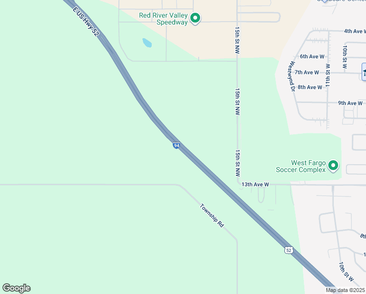 map of restaurants, bars, coffee shops, grocery stores, and more near Interstate 94 in West Fargo